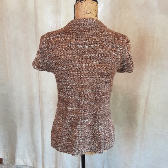Dressbarn Brown Knit Button Short Sleeve Cardigan Size M - Picture 4 of 13